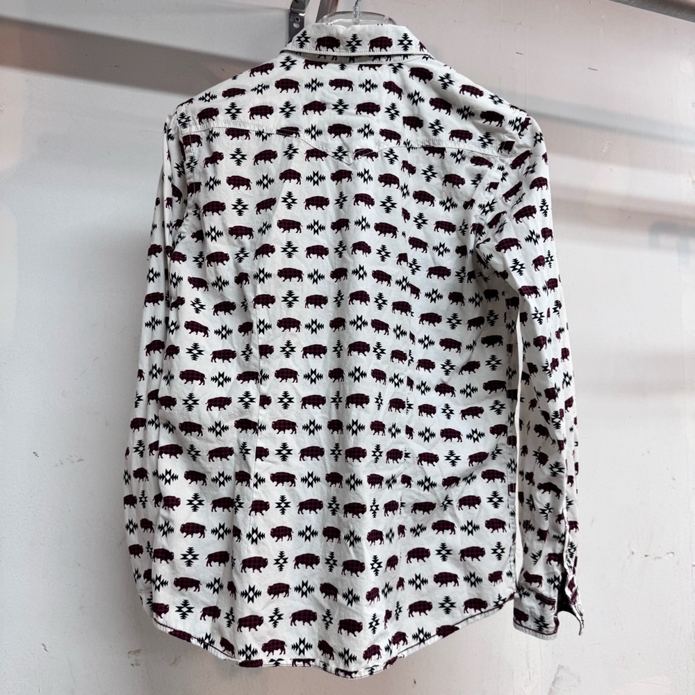Panhandle Rough Stock Pearl Snap Long Sleeve  Shirt Buffalo Aztec Western Size S - Picture 4 of 5